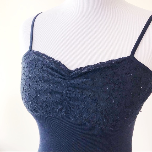 Womens Black Lace Cami Camisole Tank Top M/L - Picture 2 of 5